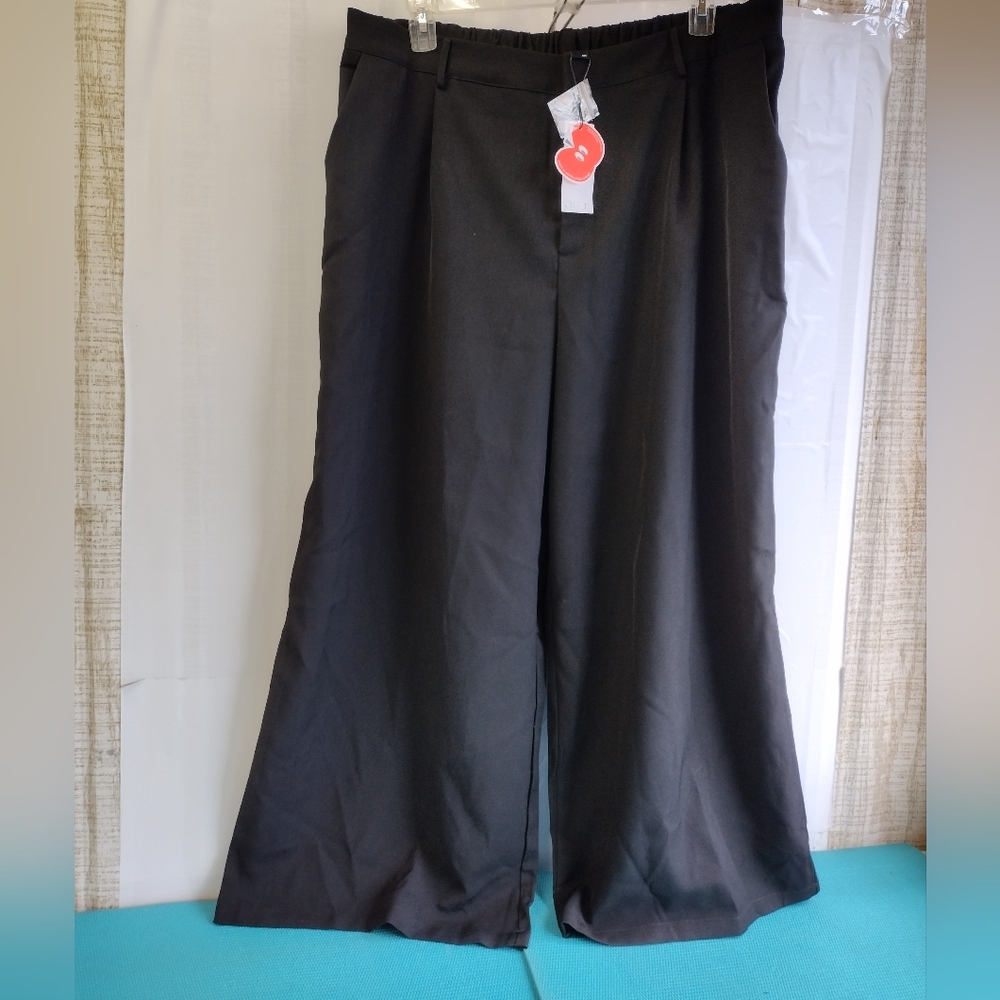 NWT Cider Womens Wide Leg High Rise Pleated Trousers Pants Elastic Waist 3XL - Picture 2 of 13
